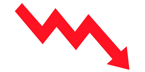 Drop arrow crisis business market. Economy financial crash concept. Economy crisis recession. Economic decline. Stock exchange crisis. Red market price share market bearish © Dheaeopo
