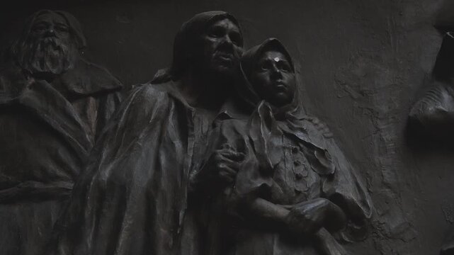 Russia. St. Petersburg, August 8, 2020 A depiction of the Holy Family, Jesus, Mary, and a child