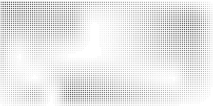 Grunge halftone gradient background. Faded grit noise texture. White and black sand wallpaper. Retro pixelated backdrop. Anime or manga style comic overlay. Vector graphic design textured template