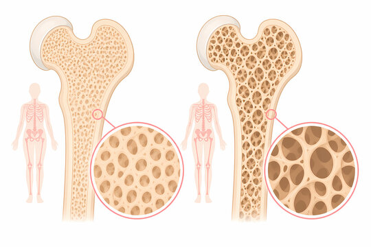 Osteoporosis bone density comparison illustration