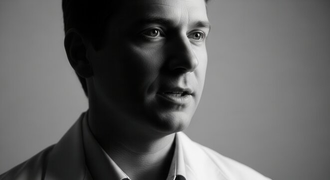A Thoughtful Portrait Of A Man With Strained Expression in Dramatic Black And White Shade