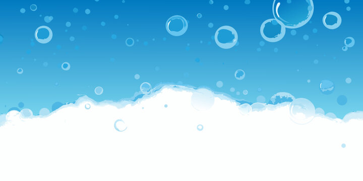 Bubbles and wave pattern against a blue sky background