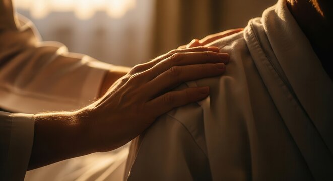 A Person's Hand Gently Comforts and Supports Another During a Moment of Need