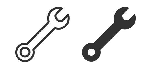 wrench tool icon set, vector illustration of mechanical spanner, isolated on transparent background