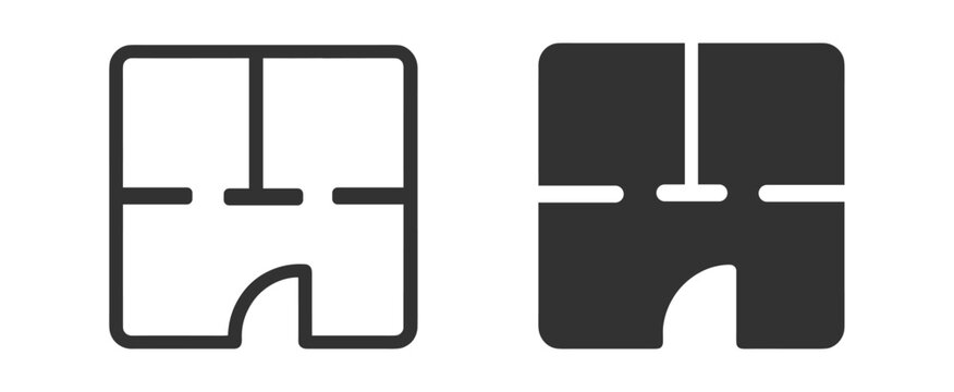 floor plan icon set with door and room layout vector illustration on transparent background