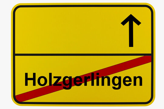 Illustration eines Ortsausgangsschildes von Holzgerlingen in Baden-W&uuml;rttemberg	
