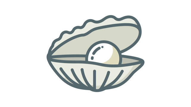Minimalist oyster shell icon with lustrous pearl &ndash; Perfect for luxury seafood branding, jewelry design, or high-end coastal lifestyle content.