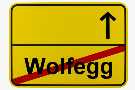Illustration eines Ortsausgangsschildes von Wolfegg in Baden-W&uuml;rttemberg	