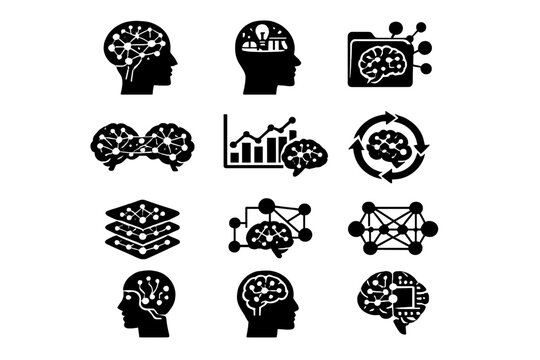 Neural per image memory recall generation simple icon symbol vector icons knowledge