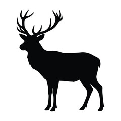 Obraz premium Majestic Stag Silhouette in Profile with Large Antlers Vector