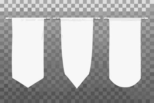 hanging white banners collection on transparent background