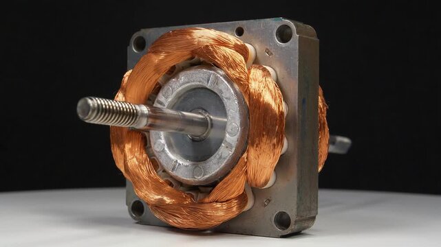 Stator with copper coil and rotor or armature of electric motor from household appliance, namely from the fan