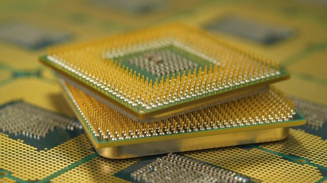 Close macro of PC processor pins revealing the intricate engineering of modern CPUs