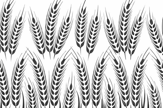 Wheat stalk pattern black and white agricultural border design