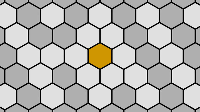 Clean hexagonal tessellation with rich gold accent &ndash; Suitable for architectural design, agricultural tech, or bee farm marketing.