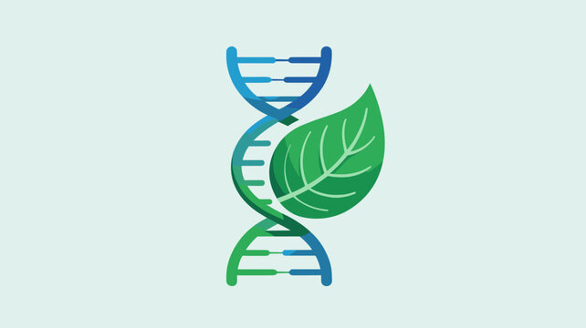 Modern DNA and emerald leaf hybrid icon &ndash; Perfect for sustainable biotechnology, food research labs, or eco-tech marketing.