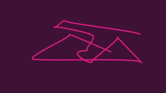 minimalist neon line art mountain silhouette on dark gradient background