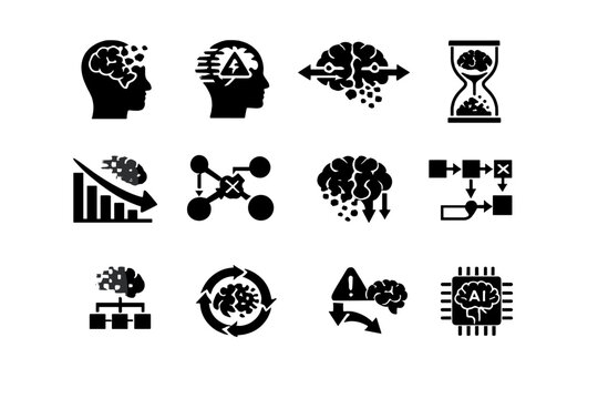 Loss catastrophic diagram vector icon forgetting icons learning grid symbol interference equally