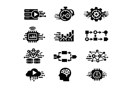 Vector technology inference intelligence image generation transparent icon simple streaming systems isolated