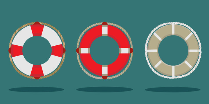 life buoy icons collection of three nautical safety rings