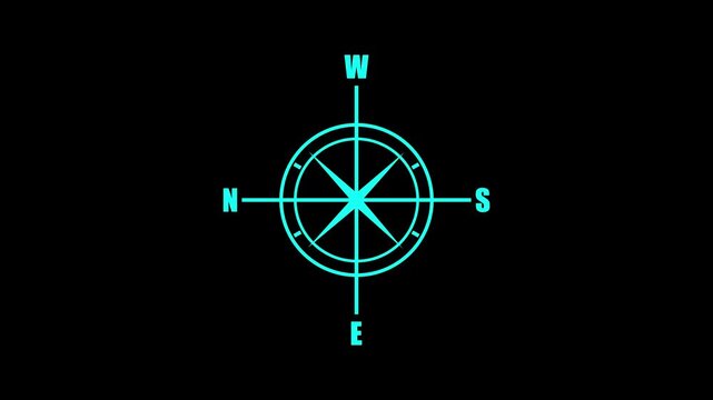 Compass icon animated.Compass line icon on the Alpha Channel.4k video animation.
