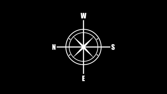Compass icon animated.Compass line icon on the Alpha Channel.4k video animation.