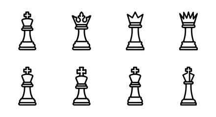 Chess pieces icons, king, queen, rook, vector set © MR