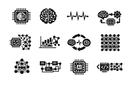 Symbol vector no icon computing equally icons uniform neuromorphic black diagram