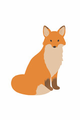Fototapeta premium Flat color fox illustration on a white background