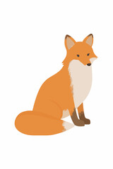 Obraz premium Fox illustration flat vector style with white background