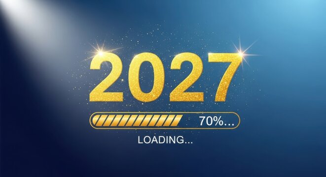 A futuristic loading screen for the year 2027 illustration