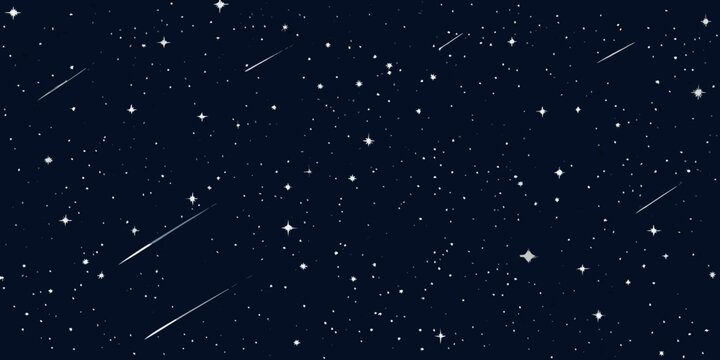 starry night sky with shooting stars dark blue background