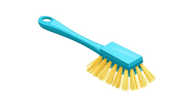 Teal plastic brush with yellow bristles.
