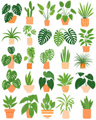 Potted plant collection twenty variations vector illustration on white background © Partha