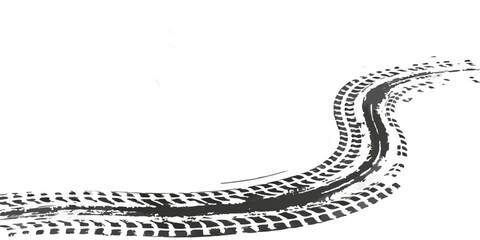 tire track path with winding tread pattern on black background © Partha