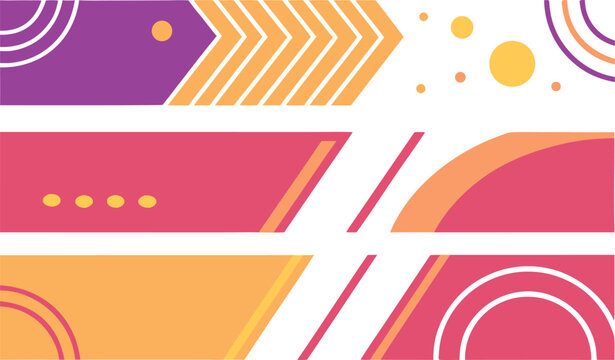 Vibrant gradient web banners with geometric shapes, dots, and dynamic lines in bold colors