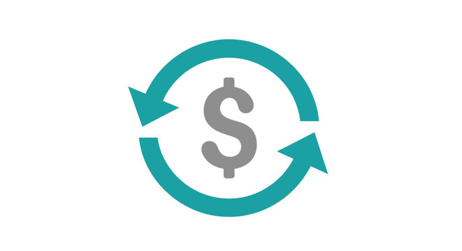 Dollar symbol inside a circular arrow, symbolizing money exchange or financial flow, representing currency conversion, transactions, or financial cycles