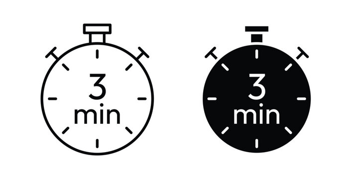 3 minutes icon graphic designs pack. thin line icon set.