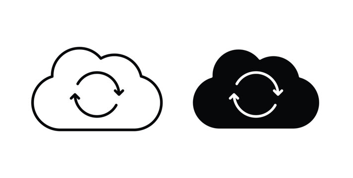 Cloud sync icon graphic designs pack. thin line icon set.