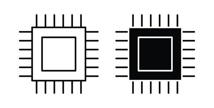 CPU icon graphic designs pack. thin line icon set.