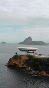 Niteroi lookout to with the frame and day view of Rio de Janeiro Brazil