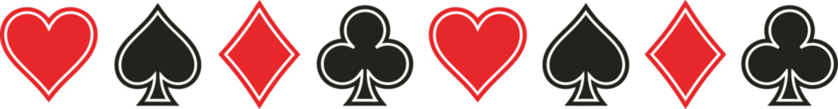 Playing card suits border hearts spades diamonds and clubs