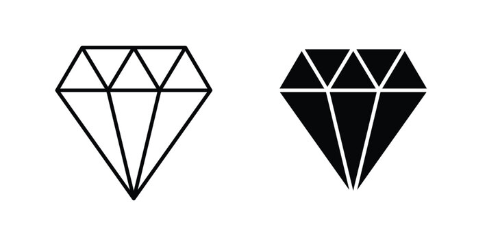 Diamond icon graphic designs pack. thin line icon set.