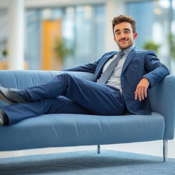 Diverse male executives relaxing in modern lounge during informal meeting