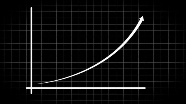 Animated financial growth chart with rising arrow on grid background, graph business finance
