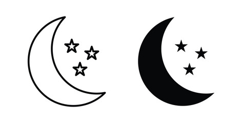 Fototapeta premium Moon stars icon graphic designs pack. thin line icon set.