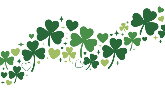 Green shamrock and clover leaf border vector design, lucky four leaf clovers for St Patrick&rsquo;s Day decoration, festive frames, Irish celebration graphics, and holiday themed backgrounds