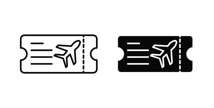 Plane Ticket icon graphic designs pack. thin line icon set.