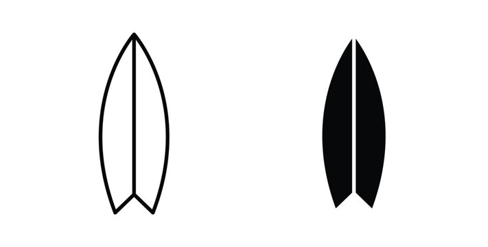 Surf board icon graphic designs pack. thin line icon set.