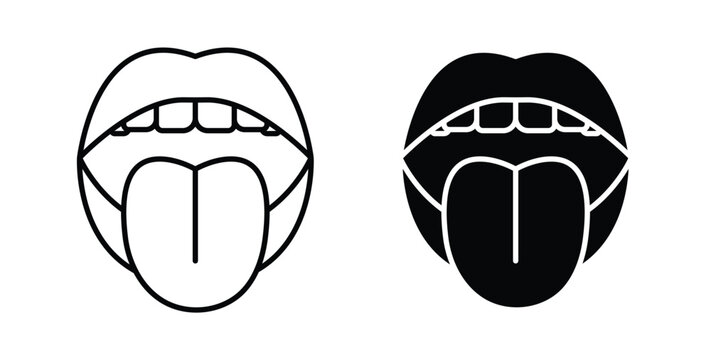 Tongue icon graphic designs pack. thin line icon set.